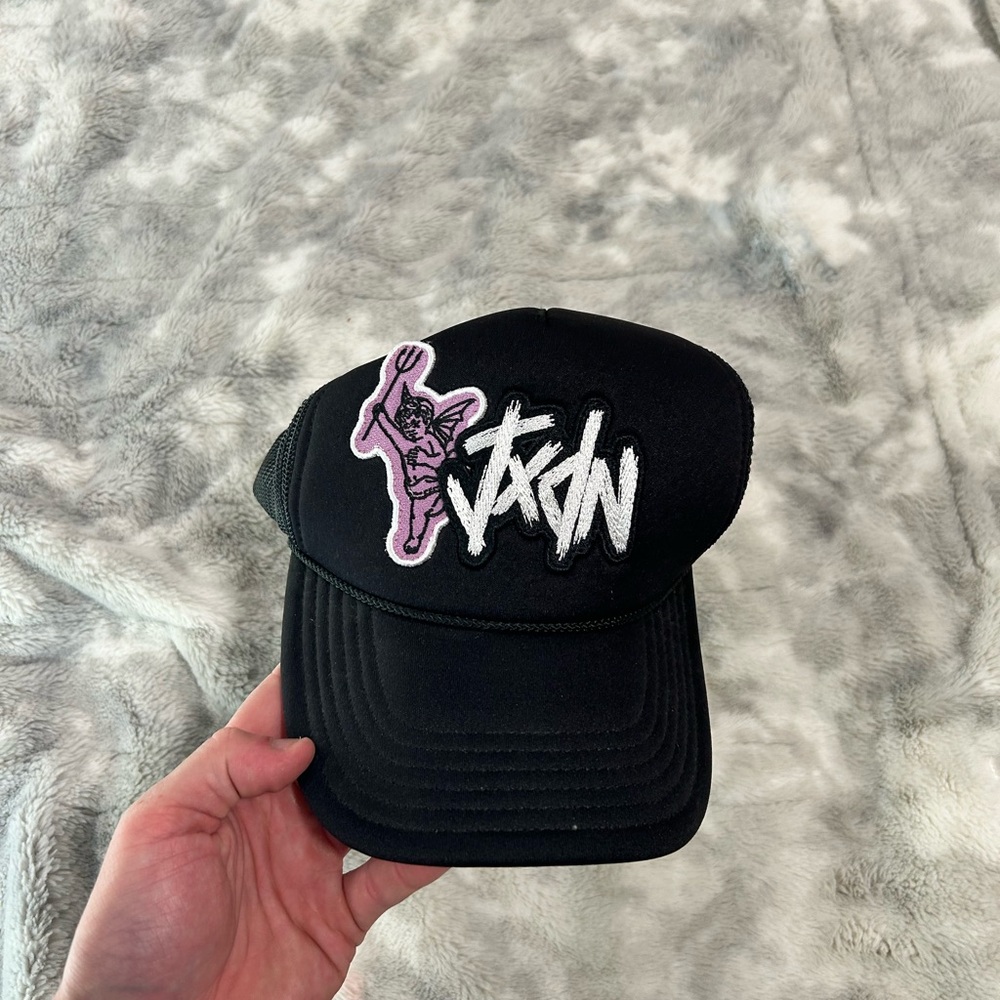 Black Cap with Pink and White Patch